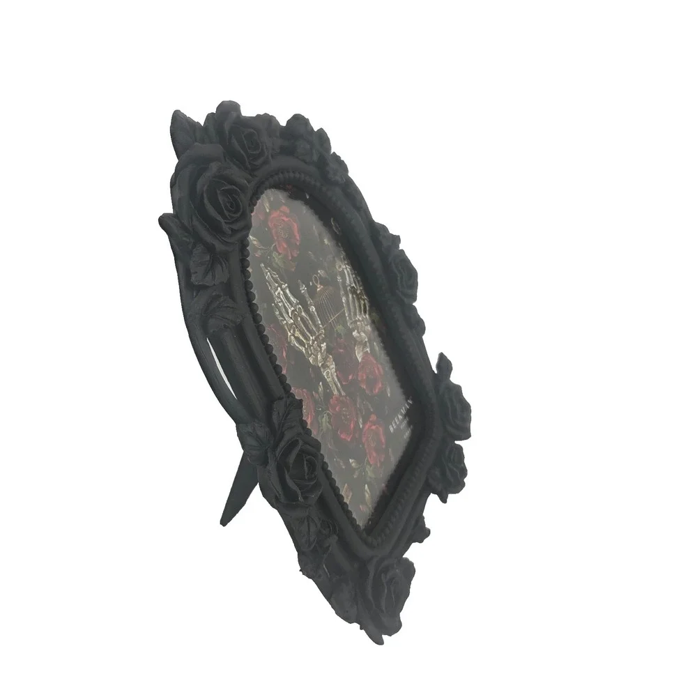 Beekman Home Gothic Rose Picture Frame 4x6 Black Skeleton Hands Halloween